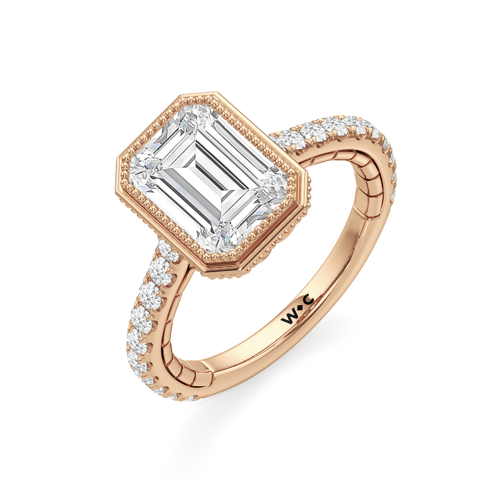 Emerald Cut The Emblem Ring with Lab Grown Diamond in 14KT Rose Gold view 6
