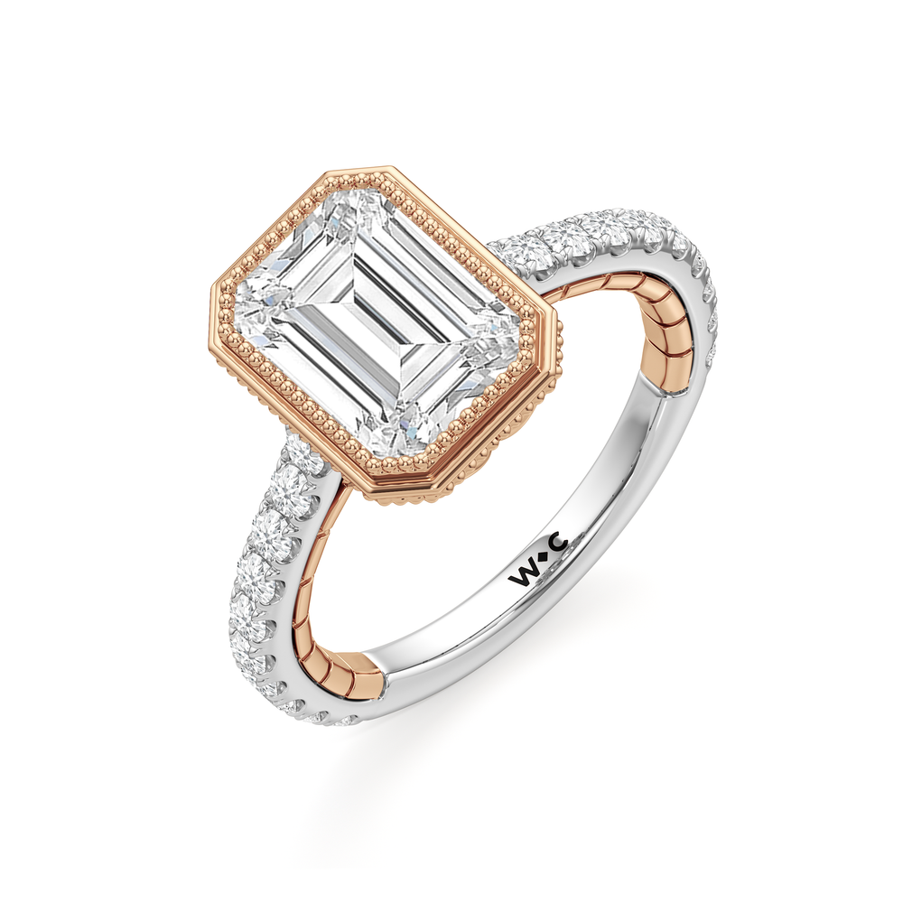 Emerald Cut The Emblem Ring with Lab Grown Diamond in 14KT White & Rose Gold view 6
