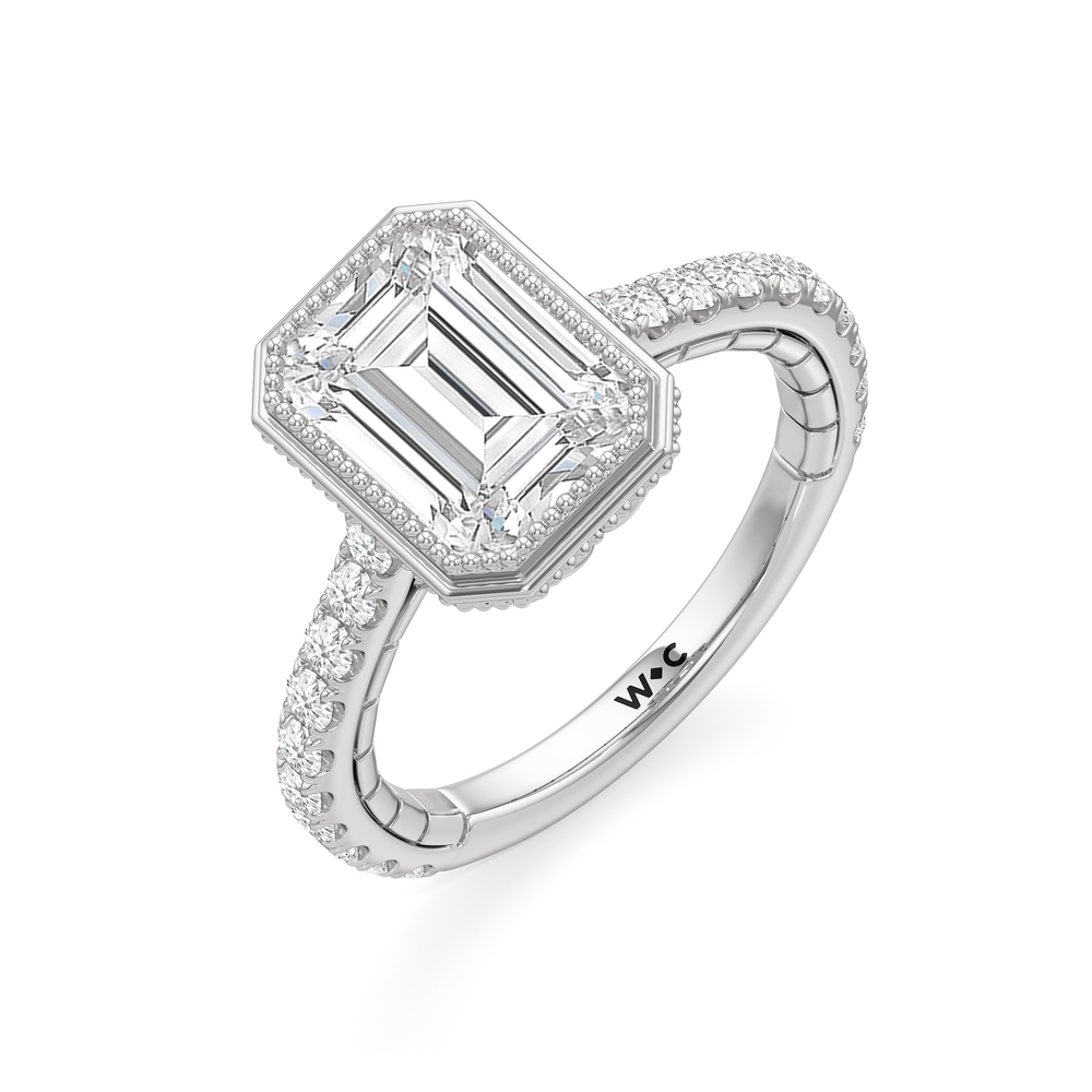 Emerald Cut The Emblem Ring with Lab Grown Diamond in 14KT Platinum view 6
