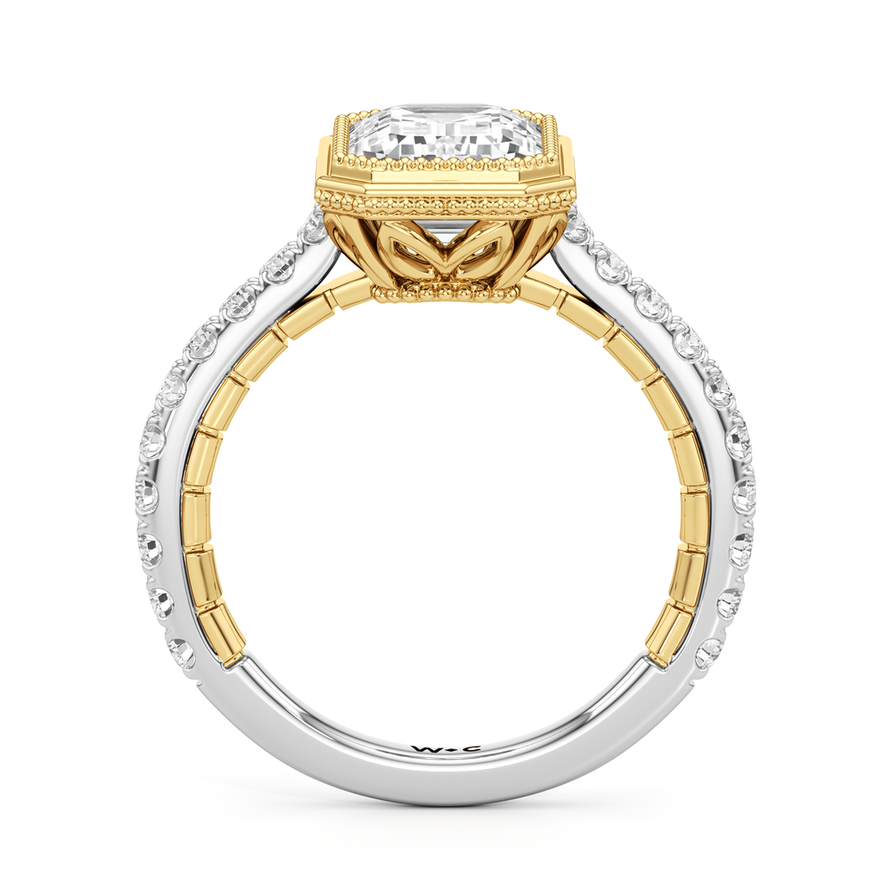 Emerald Cut The Emblem Ring with Lab Grown Diamond in 14KT White & Yellow Gold view 5
