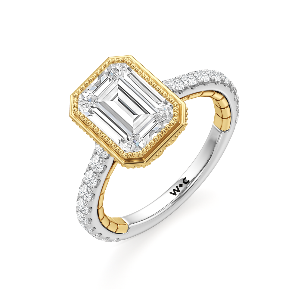 Emerald Cut The Emblem Ring with Lab Grown Diamond in 14KT White & Yellow Gold view 6
