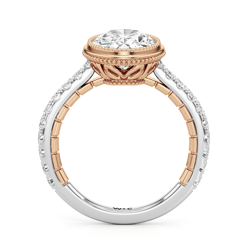 Oval Cut The Emblem Ring with Lab Grown Diamond in 14KT White & Rose Gold view 5
