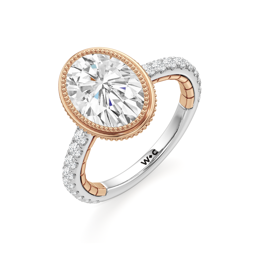 Oval Cut The Emblem Ring with Lab Grown Diamond in 14KT White & Rose Gold view 6

