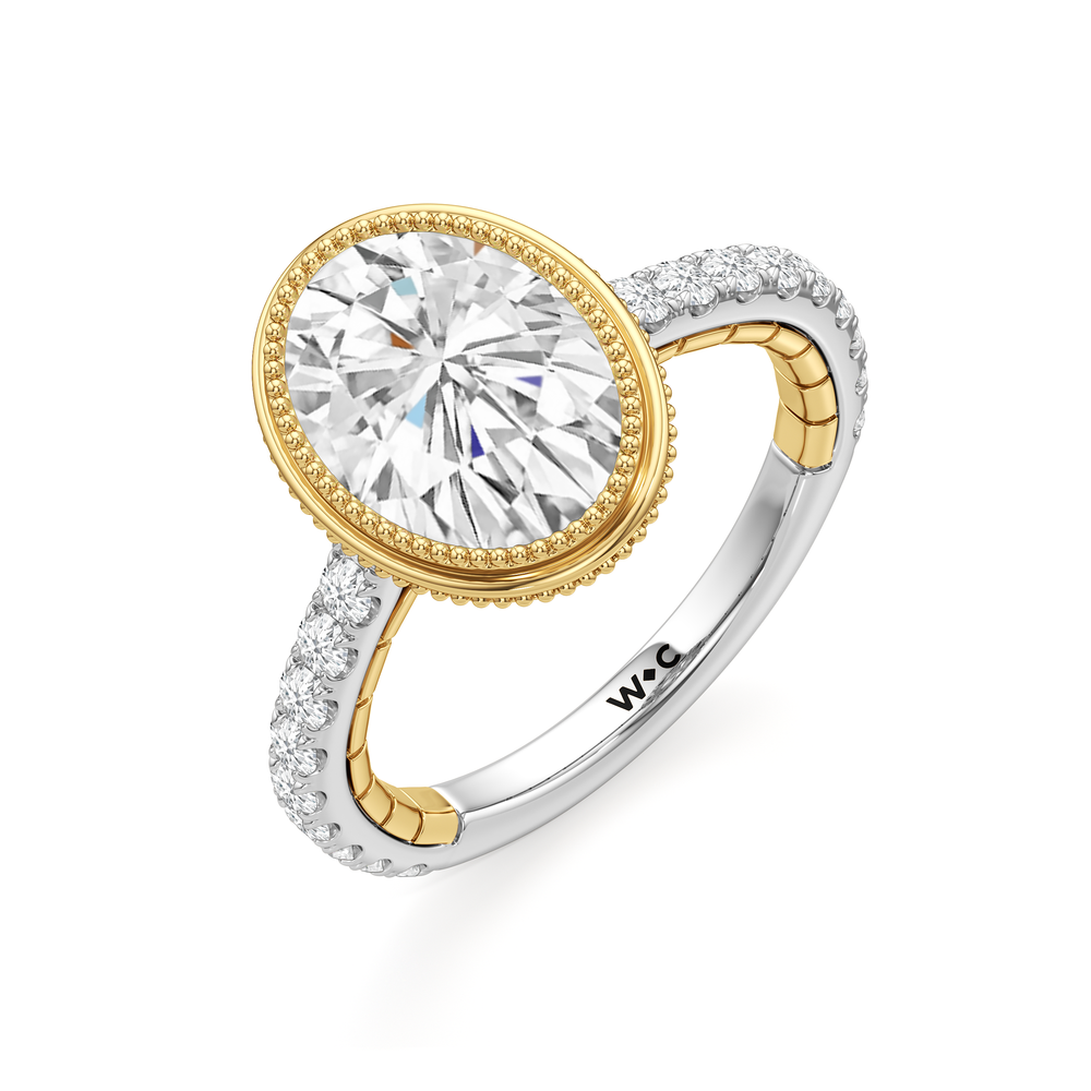 Oval Cut The Emblem Ring with Lab Grown Diamond in 14KT White & Yellow Gold view 6
