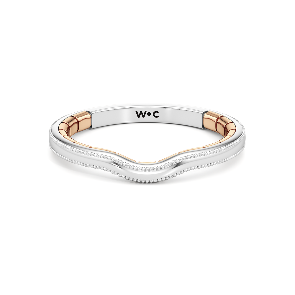 The Mercer Bezel Solitaire Wedding Band with 18KT White & Rose Gold Cut Diamond in 14KT White & Rose Gold view 1
