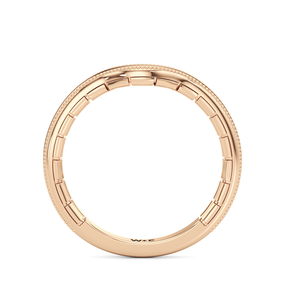 The Mercer Bezel Solitaire Wedding Band with 18KT Rose Gold Cut Diamond in 14KT Rose Gold view 4
