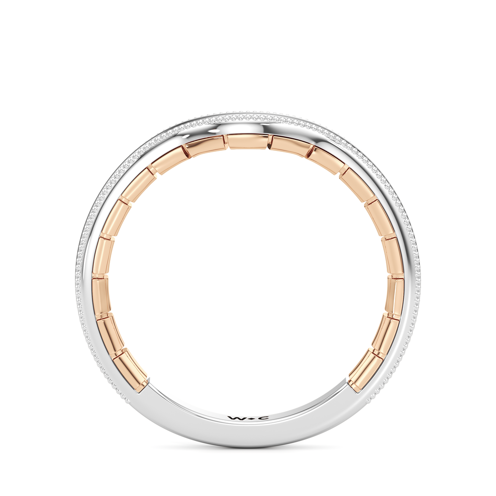 The Mercer Bezel Solitaire Wedding Band with 18KT White & Rose Gold Cut Diamond in 14KT White & Rose Gold view 4
