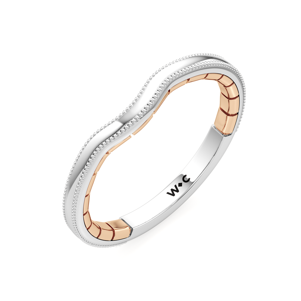 The Mercer Bezel Solitaire Wedding Band with 18KT White & Rose Gold Cut Diamond in 14KT White & Rose Gold view 5
