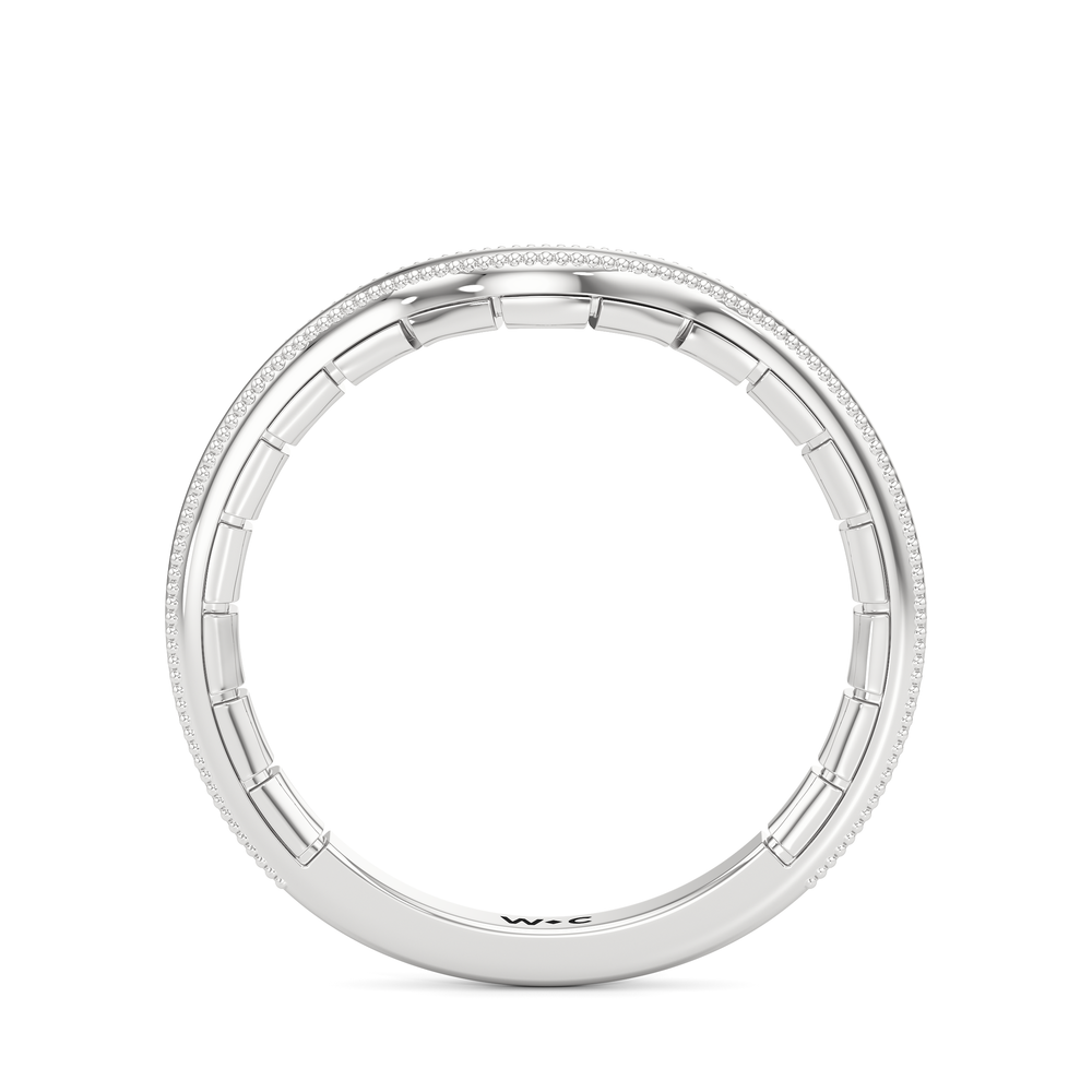 The Mercer Bezel Solitaire Wedding Band with Platinum Cut Diamond in 14KT Platinum view 4
