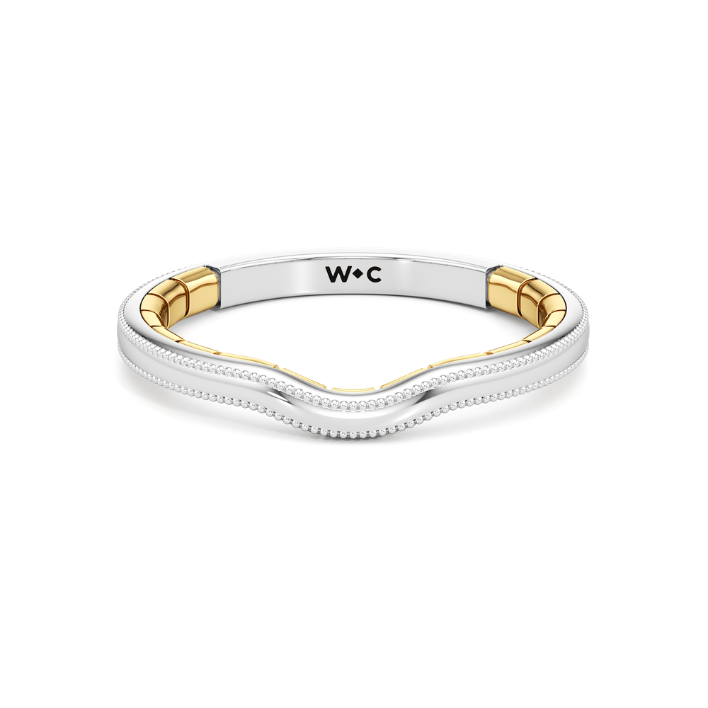 The Mercer Bezel Solitaire Wedding Band with 18KT White & Yellow Gold Cut Diamond in 14KT White & Yellow Gold view 1
