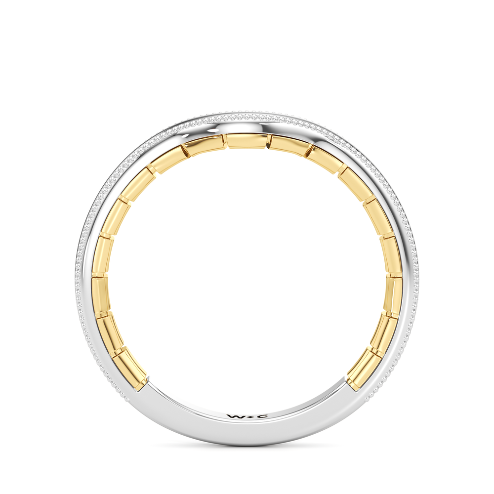 The Mercer Bezel Solitaire Wedding Band with 18KT White & Yellow Gold Cut Diamond in 14KT White & Yellow Gold view 4

