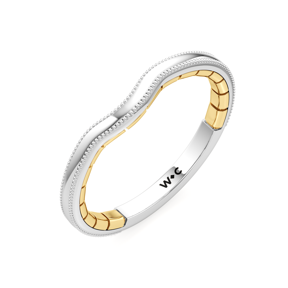 The Mercer Bezel Solitaire Wedding Band with 18KT White & Yellow Gold Cut Diamond in 14KT White & Yellow Gold view 5
