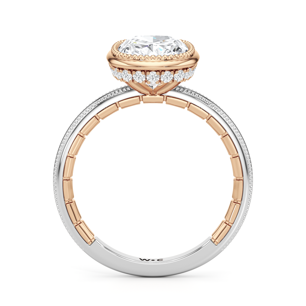 Elongated Cushion Cut The Laurel Ring with Lab Grown Diamond in 14KT White & Rose Gold view 5
