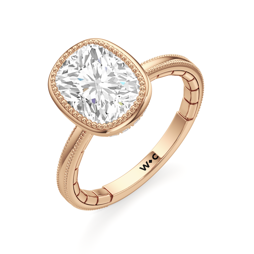 Elongated Cushion Cut The Laurel Ring with Lab Grown Diamond in 14KT Rose Gold view 6
