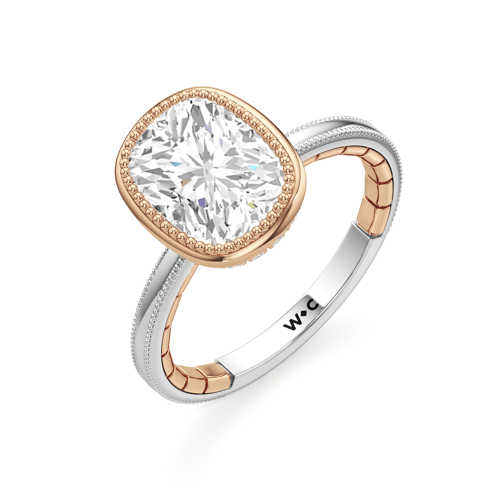 Elongated Cushion Cut The Laurel Ring with Lab Grown Diamond in 14KT White & Rose Gold view 6
