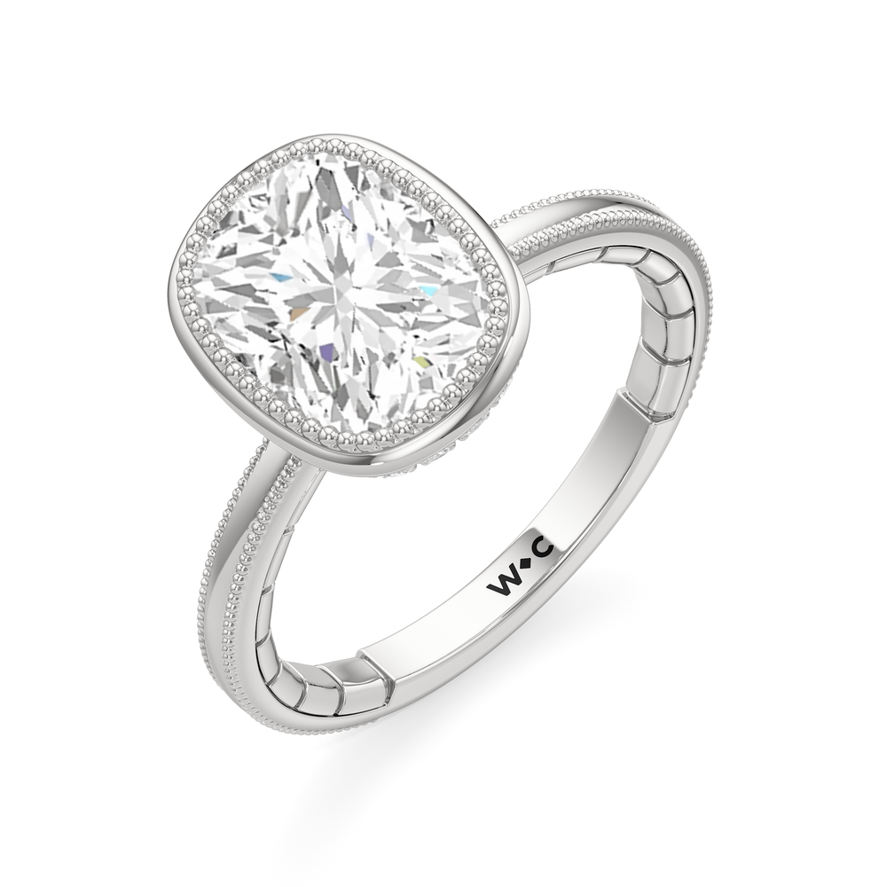 Elongated Cushion Cut The Laurel Ring with Lab Grown Diamond in 14KT Platinum view 6
