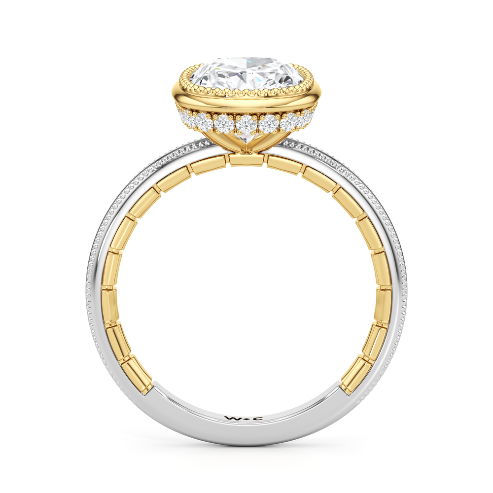 Elongated Cushion Cut The Laurel Ring with Lab Grown Diamond in 14KT White & Yellow Gold view 5
