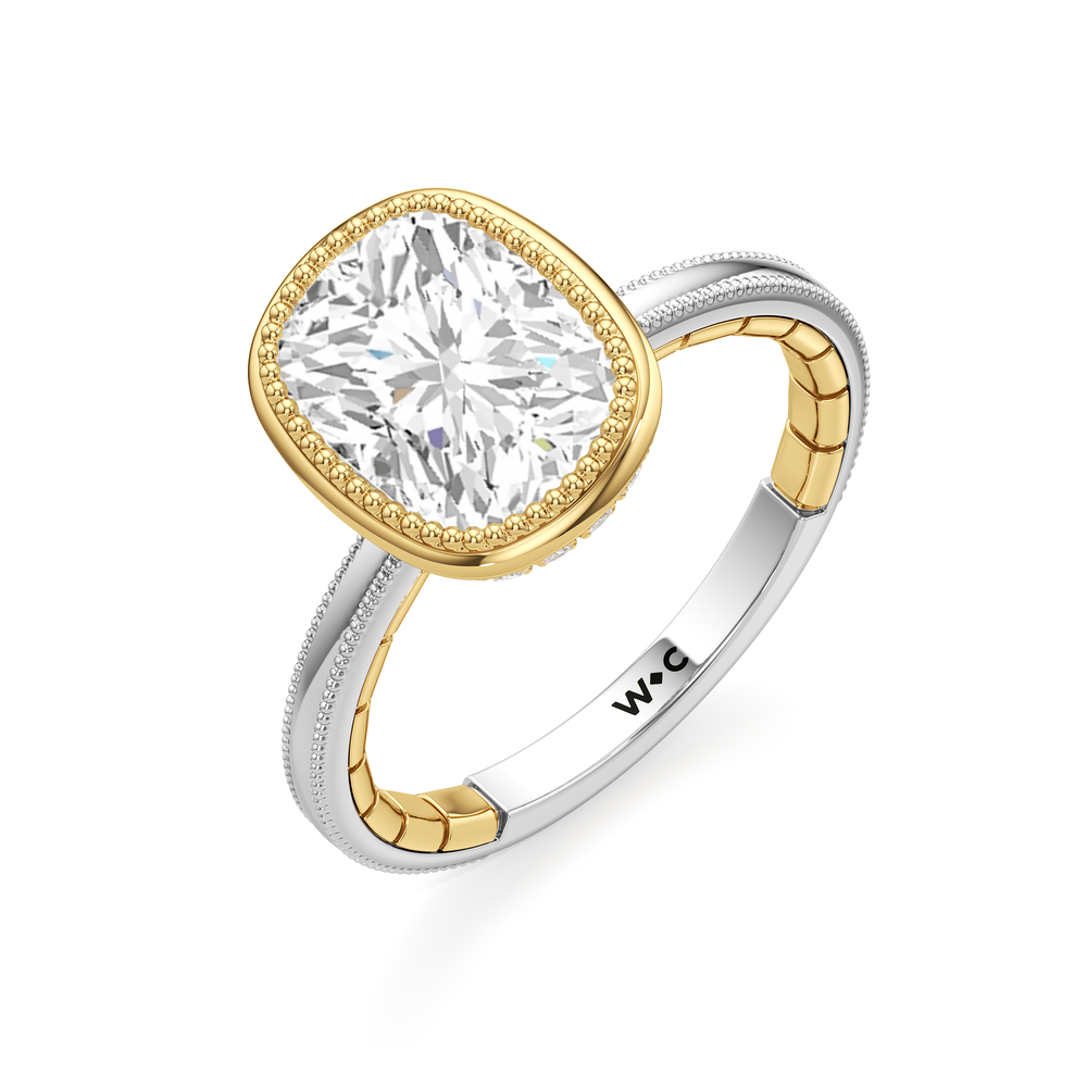Elongated Cushion Cut The Laurel Ring with Lab Grown Diamond in 14KT White & Yellow Gold view 6
