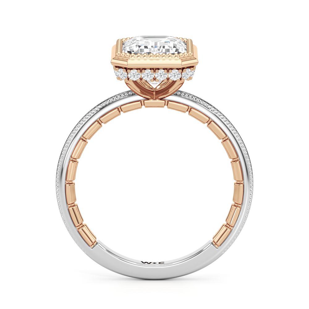 Emerald Cut The Laurel Ring with Lab Grown Diamond in 14KT White & Rose Gold view 5
