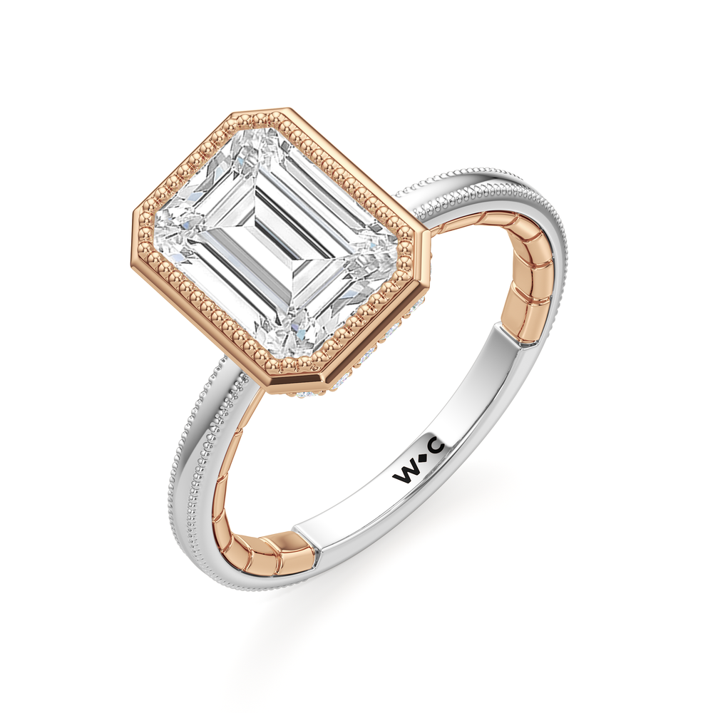 Emerald Cut The Laurel Ring with Lab Grown Diamond in 14KT White & Rose Gold view 6
