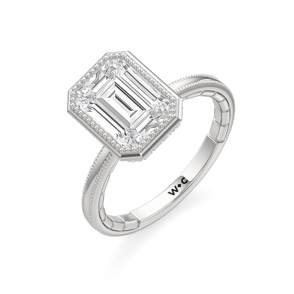 Emerald Cut The Laurel Ring with Lab Grown Diamond in 14KT Platinum view 6
