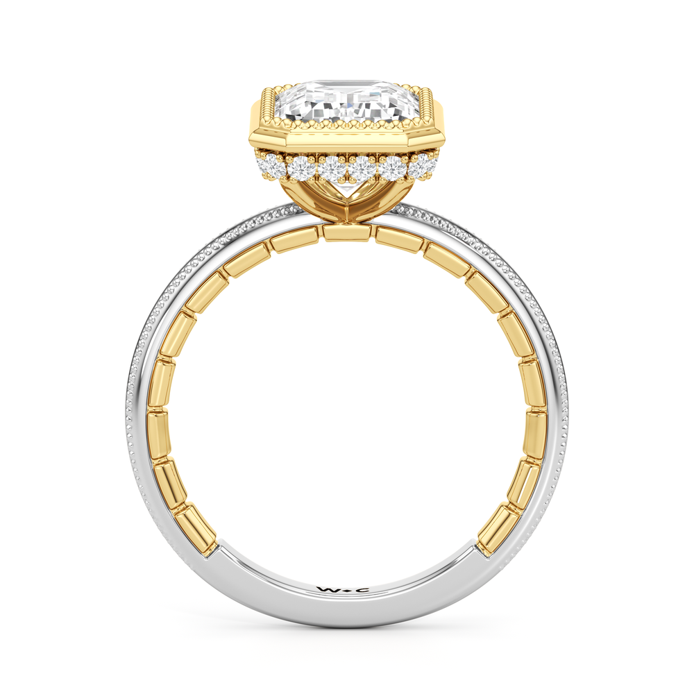 Emerald Cut The Laurel Ring with Lab Grown Diamond in 14KT White & Yellow Gold view 5
