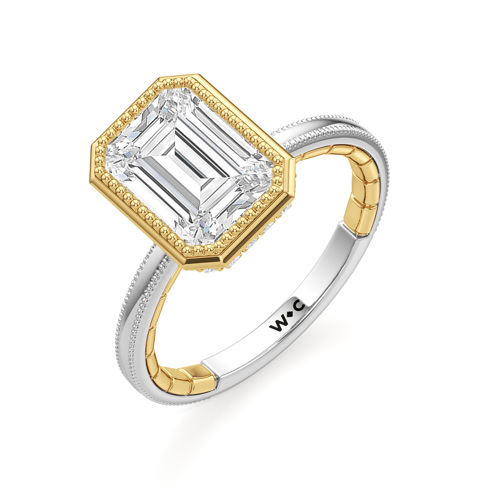 Emerald Cut The Laurel Ring with Lab Grown Diamond in 14KT White & Yellow Gold view 6
