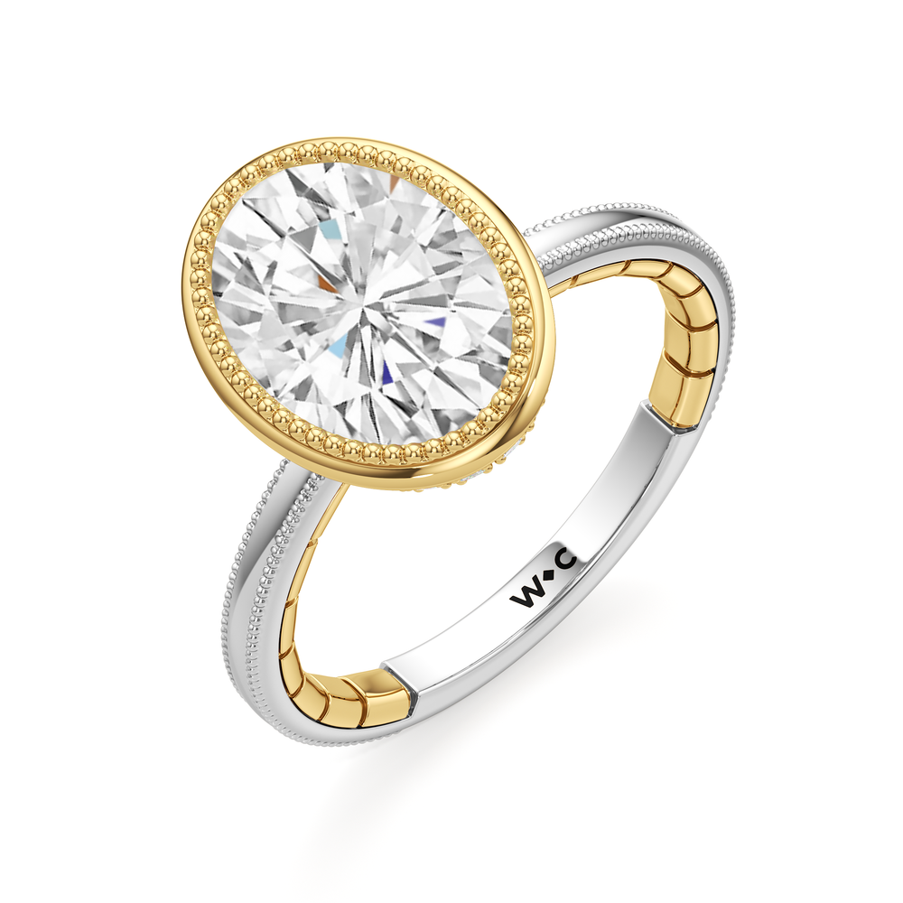 Oval Cut The Laurel Ring with Lab Grown Diamond in 14KT White & Yellow Gold view 6

