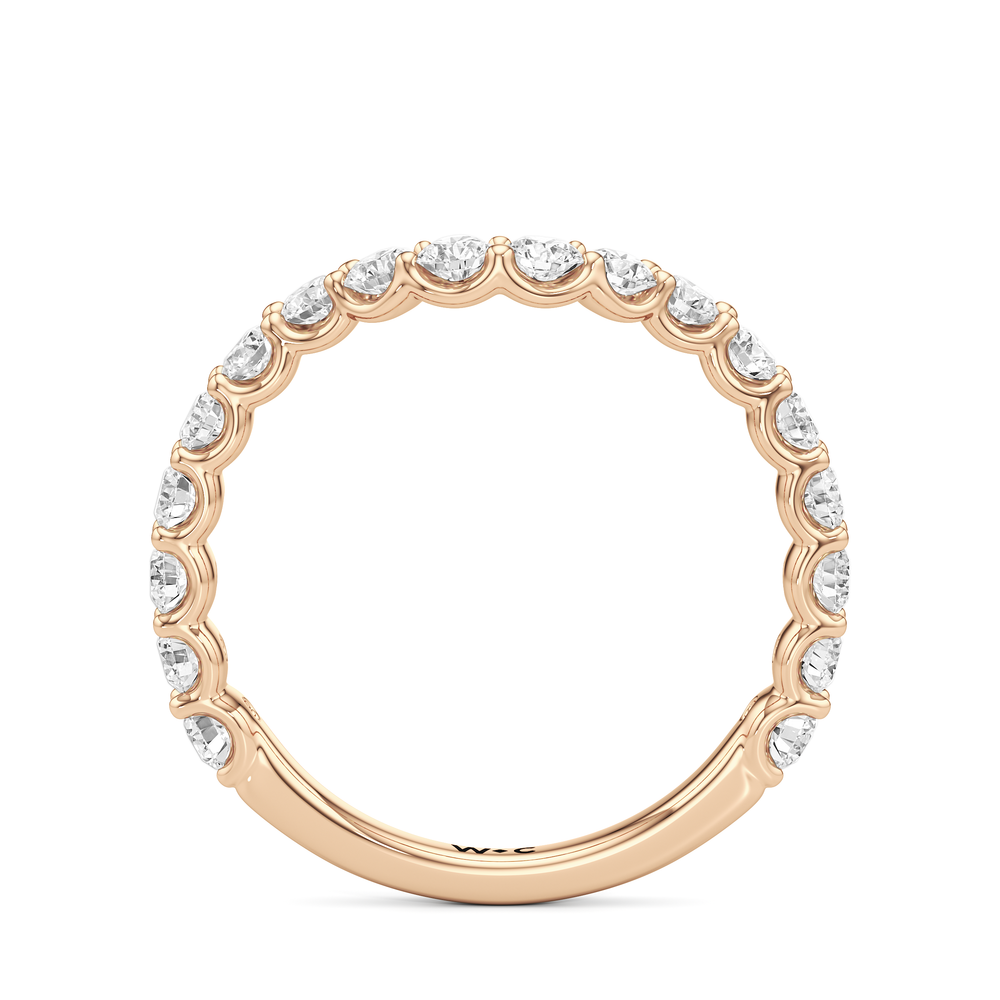 The Arc Three Stone Trapezoid Diamond Wedding Band with 18KT Rose Gold Cut Diamond in 14KT Rose Gold view 4
