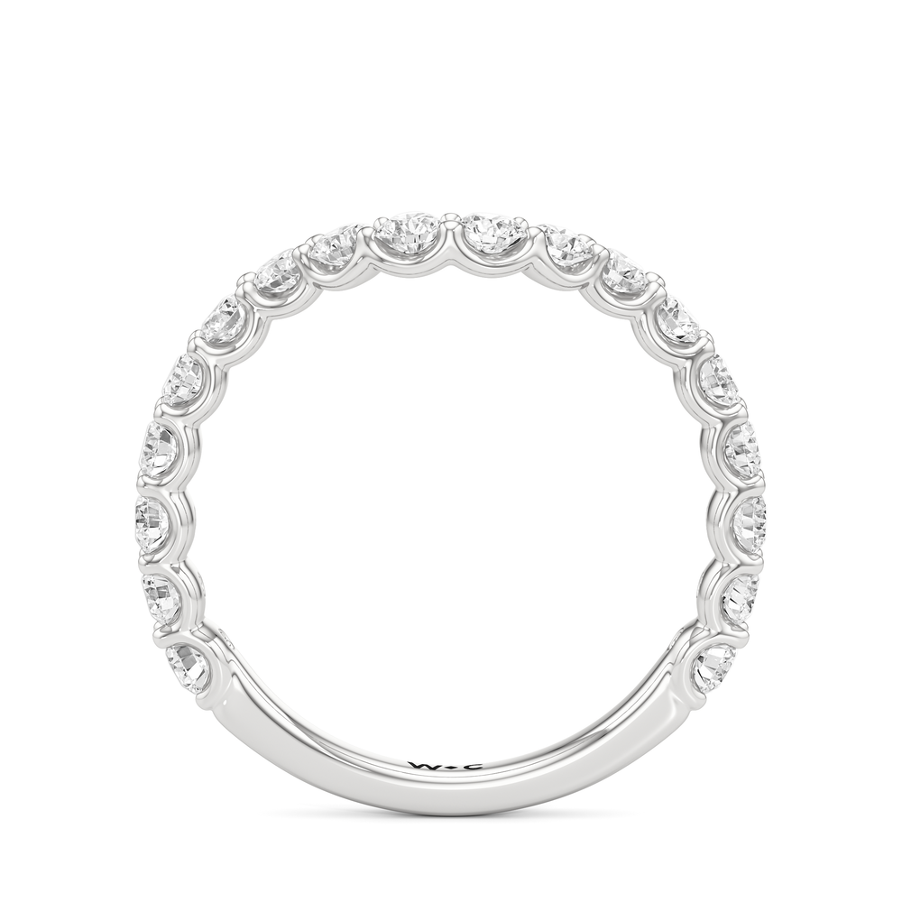The Arc Three Stone Trapezoid Diamond Wedding Band with Platinum Cut Diamond in 14KT Platinum view 4
