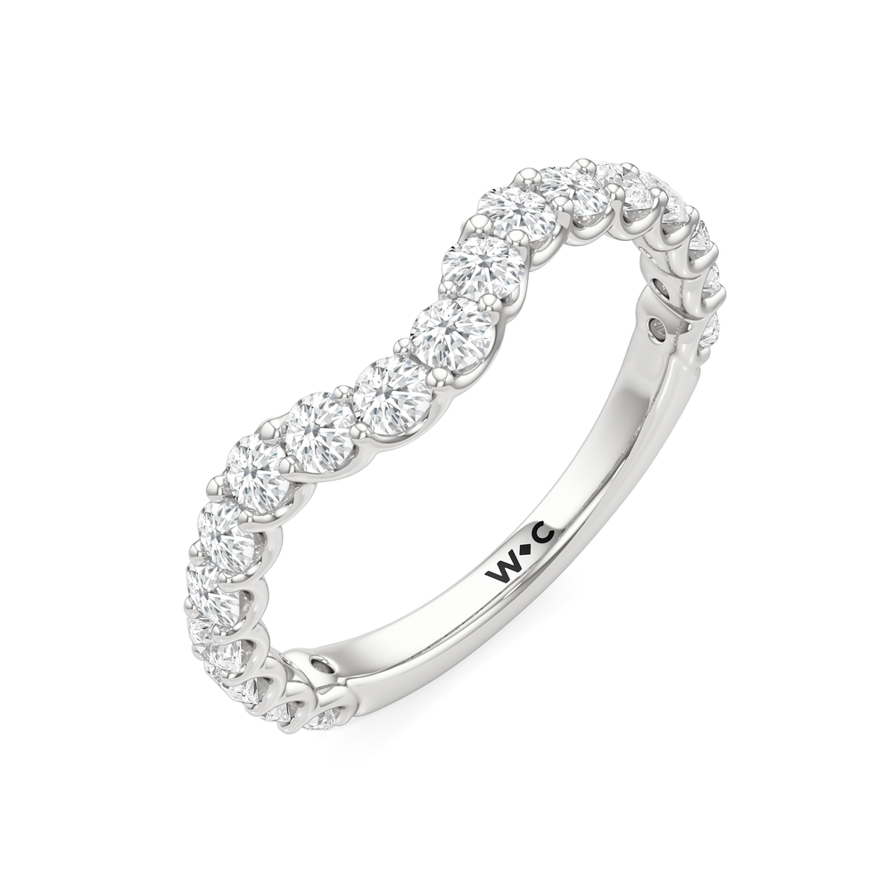 The Arc Three Stone Trapezoid Diamond Wedding Band with Platinum Cut Diamond in 14KT Platinum view 5

