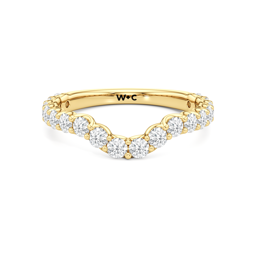 The Arc Three Stone Trapezoid Diamond Wedding Band with 18KT Yellow Gold Cut Diamond in 14KT Yellow Gold view 1
