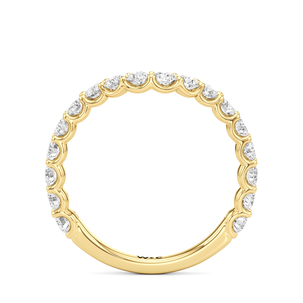 The Arc Three Stone Trapezoid Diamond Wedding Band with 18KT Yellow Gold Cut Diamond in 14KT Yellow Gold view 4
