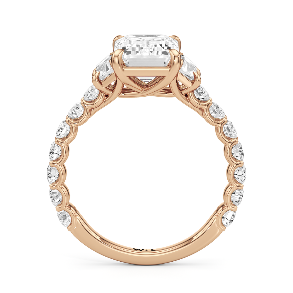 Emerald Cut The Arc Three Stone Trapezoid Ring with Lab Grown Diamond in 14KT Rose Gold view 5
