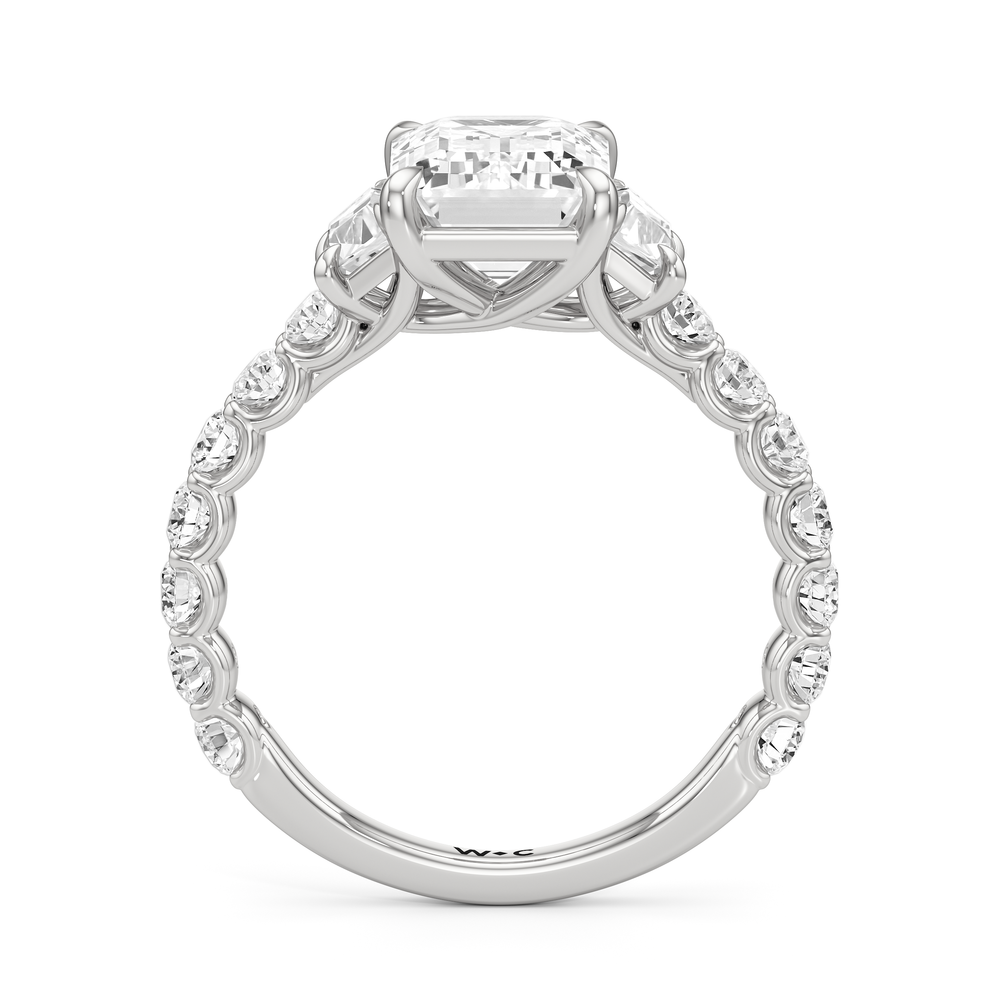 Emerald Cut The Arc Three Stone Trapezoid Ring with Lab Grown Diamond in 14KT Platinum view 4
