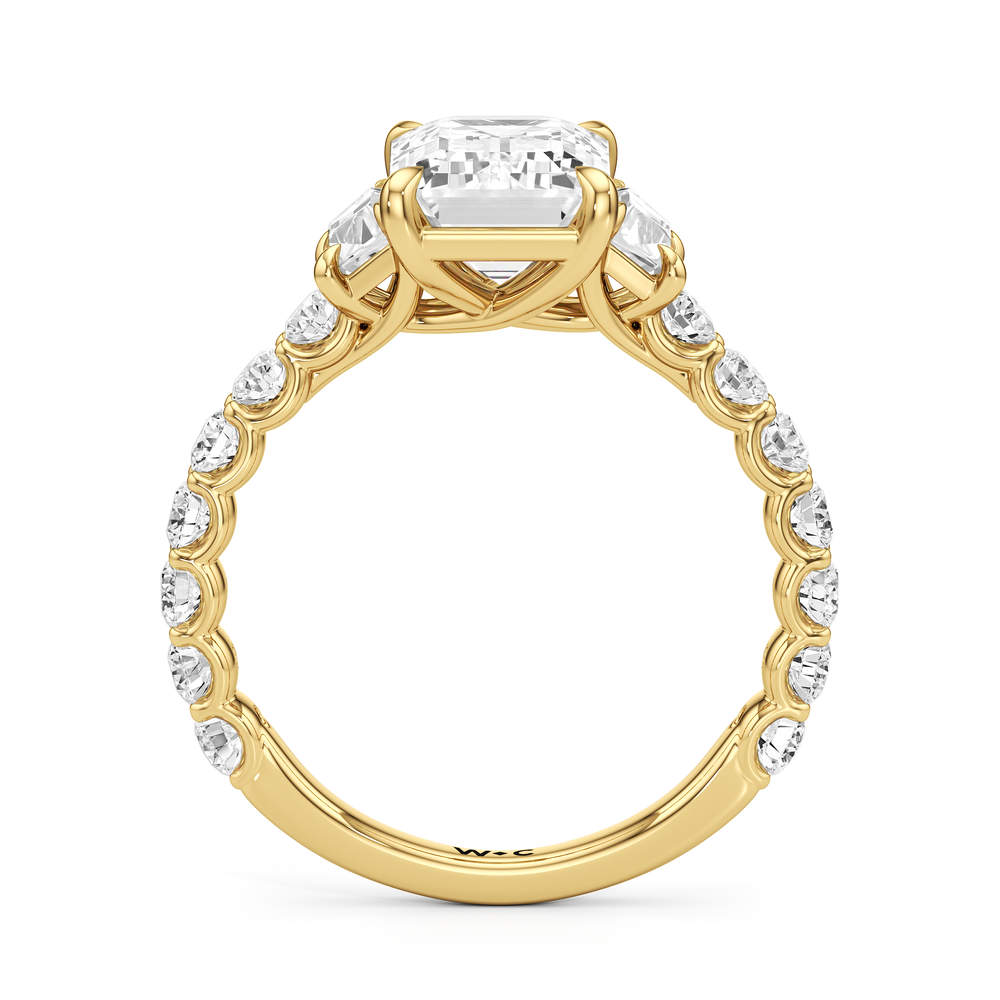 Emerald Cut The Arc Three Stone Trapezoid Ring with Lab Grown Diamond in 14KT Yellow Gold view 4
