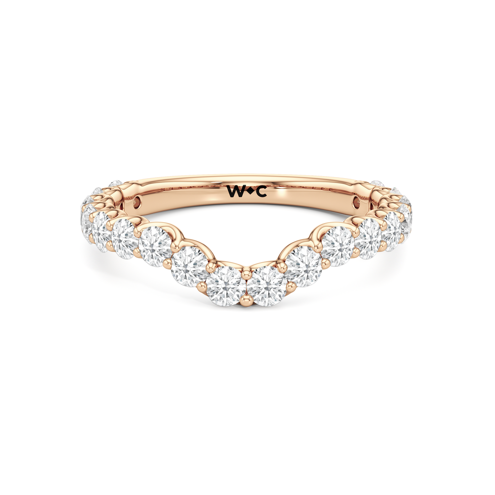 The Arc Three Stone Half Moon Diamond Wedding Band with 18KT Rose Gold Cut Diamond in 14KT Rose Gold view 1
