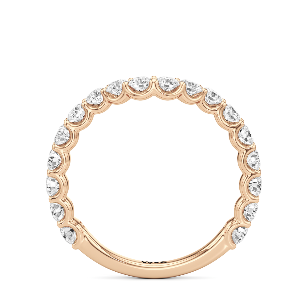 The Arc Three Stone Half Moon Diamond Wedding Band with 18KT Rose Gold Cut Diamond in 14KT Rose Gold view 4
