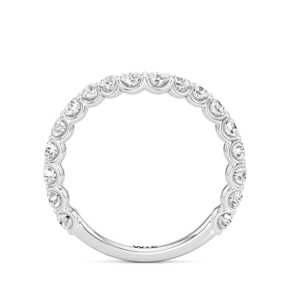 The Arc Three Stone Half Moon Diamond Wedding Band with Platinum Cut Diamond in 14KT Platinum view 4
