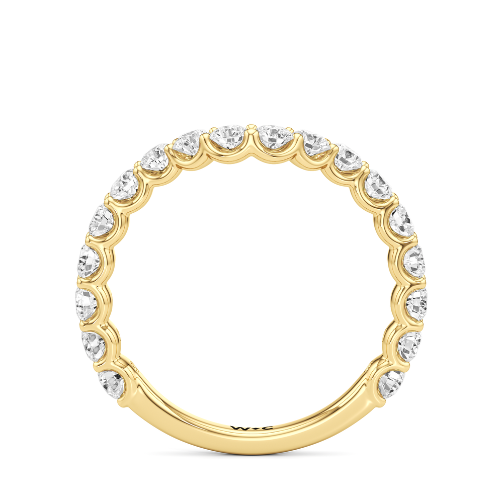 The Arc Three Stone Half Moon Diamond Wedding Band with 18KT Yellow Gold Cut Diamond in 14KT Yellow Gold view 4
