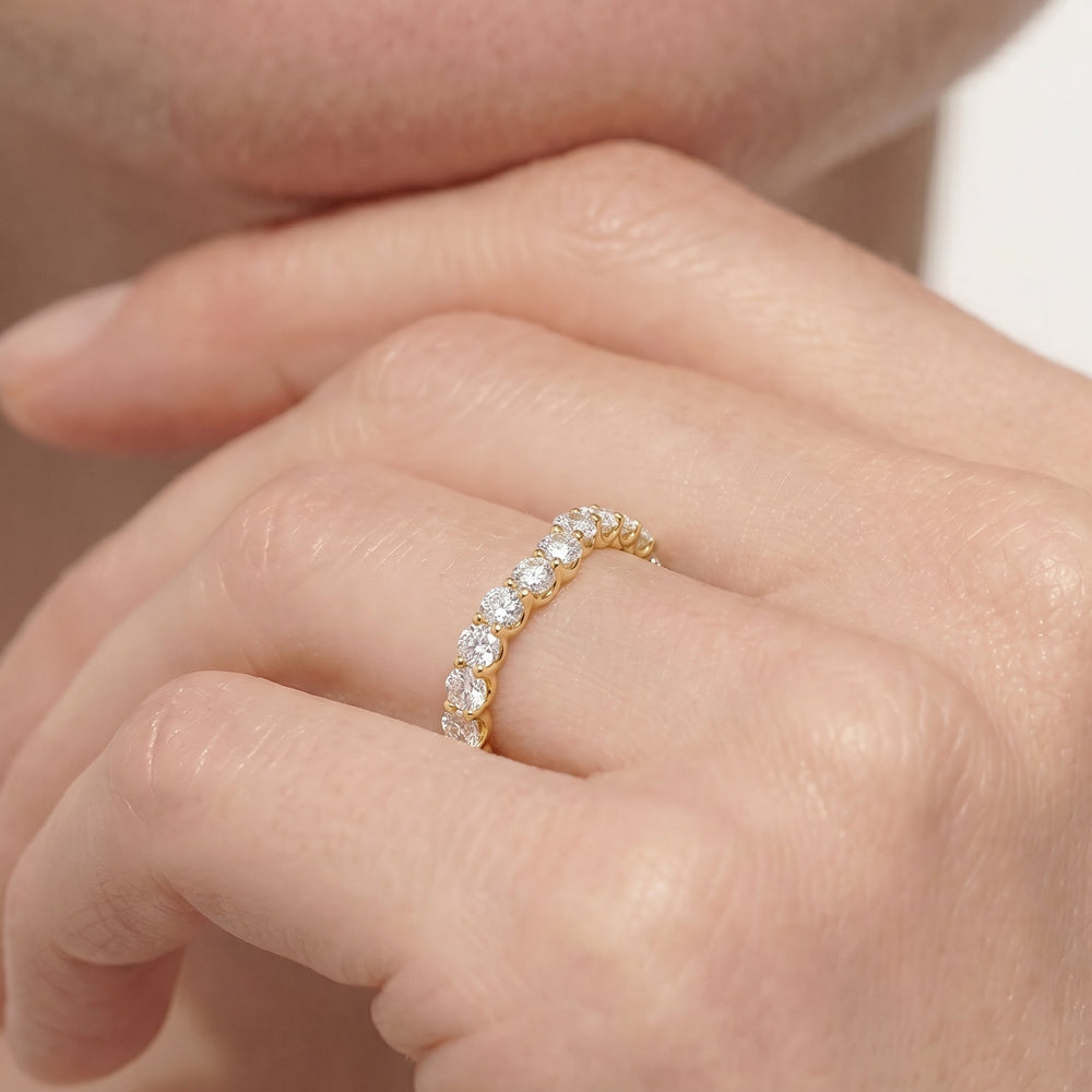 The Arc Three Stone Half Moon Diamond Wedding Band with Platinum Cut Diamond in 14KT Platinum view 2
