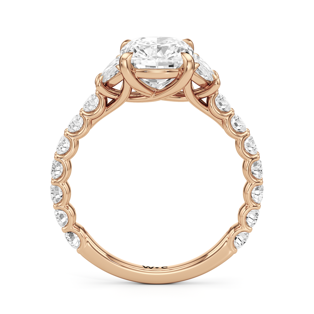 Elongated Cushion Cut The Arc Three Stone Half Moon Ring with Lab Grown Diamond in 14KT Rose Gold view 4
