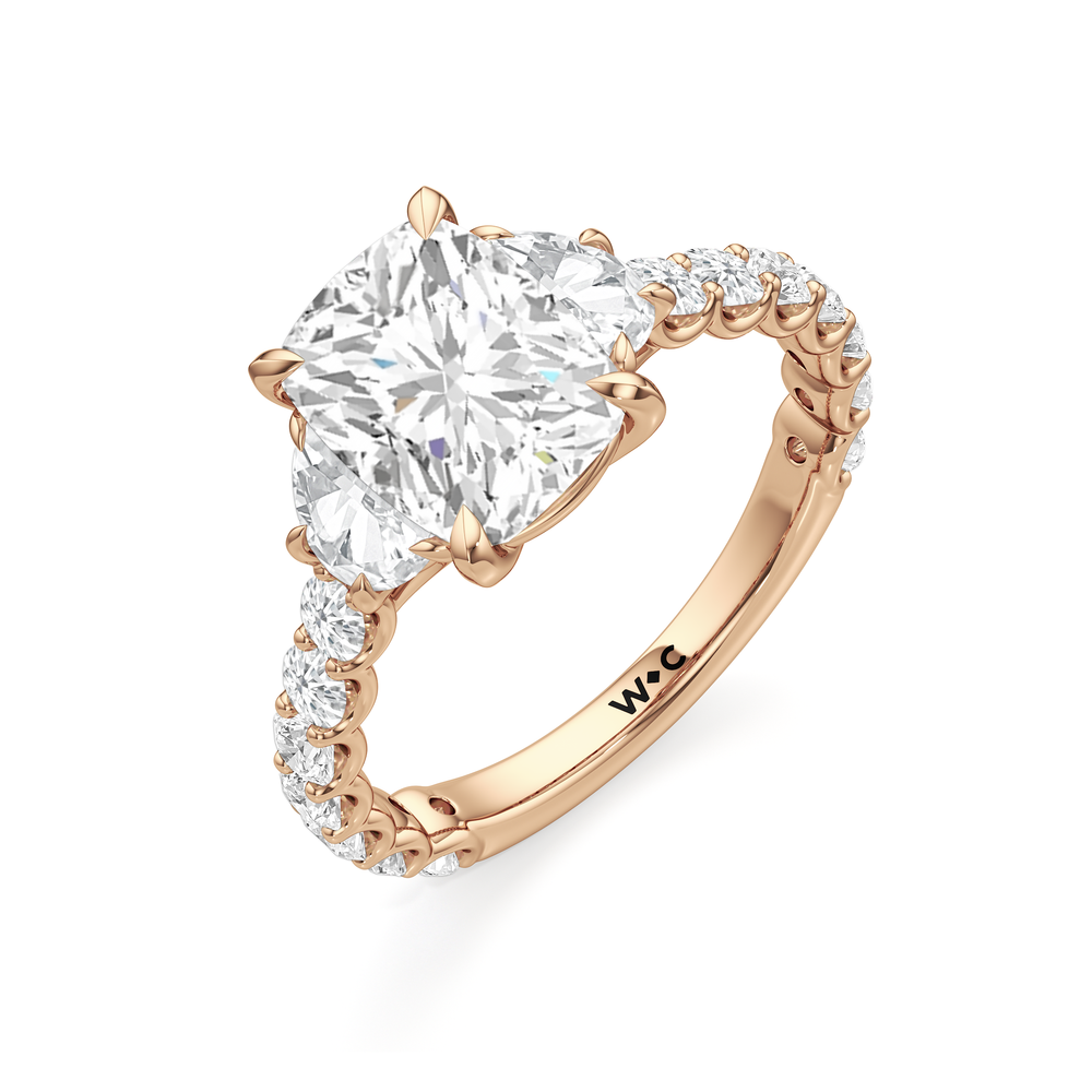 Elongated Cushion Cut The Arc Three Stone Half Moon Ring with Lab Grown Diamond in 14KT Rose Gold view 5

