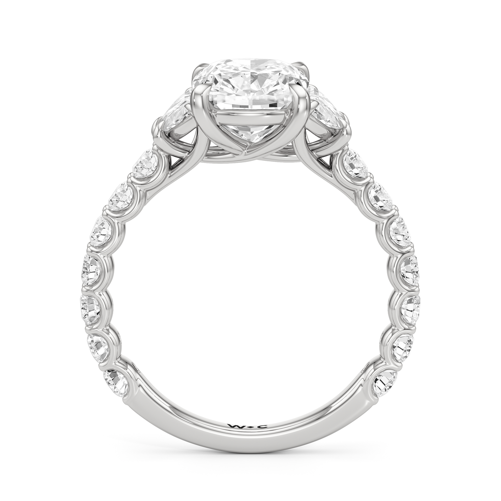 Elongated Cushion Cut The Arc Three Stone Half Moon Ring with Lab Grown Diamond in 14KT Platinum view 4
