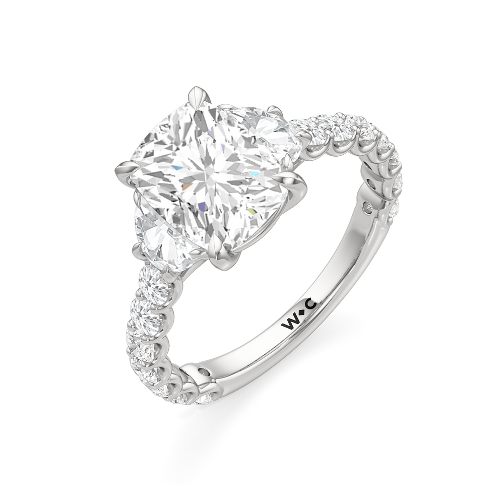 Elongated Cushion Cut The Arc Three Stone Half Moon Ring with Lab Grown Diamond in 14KT Platinum view 5
