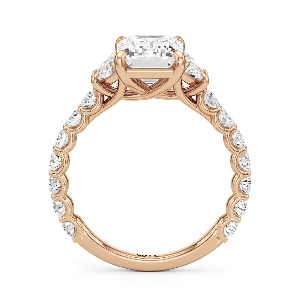 Emerald Cut The Arc Three Stone Half Moon Ring with Lab Grown Diamond in 14KT Rose Gold view 4
