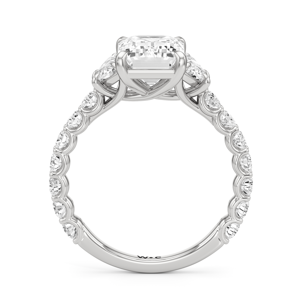 Emerald Cut The Arc Three Stone Half Moon Ring with Lab Grown Diamond in 14KT Platinum view 4
