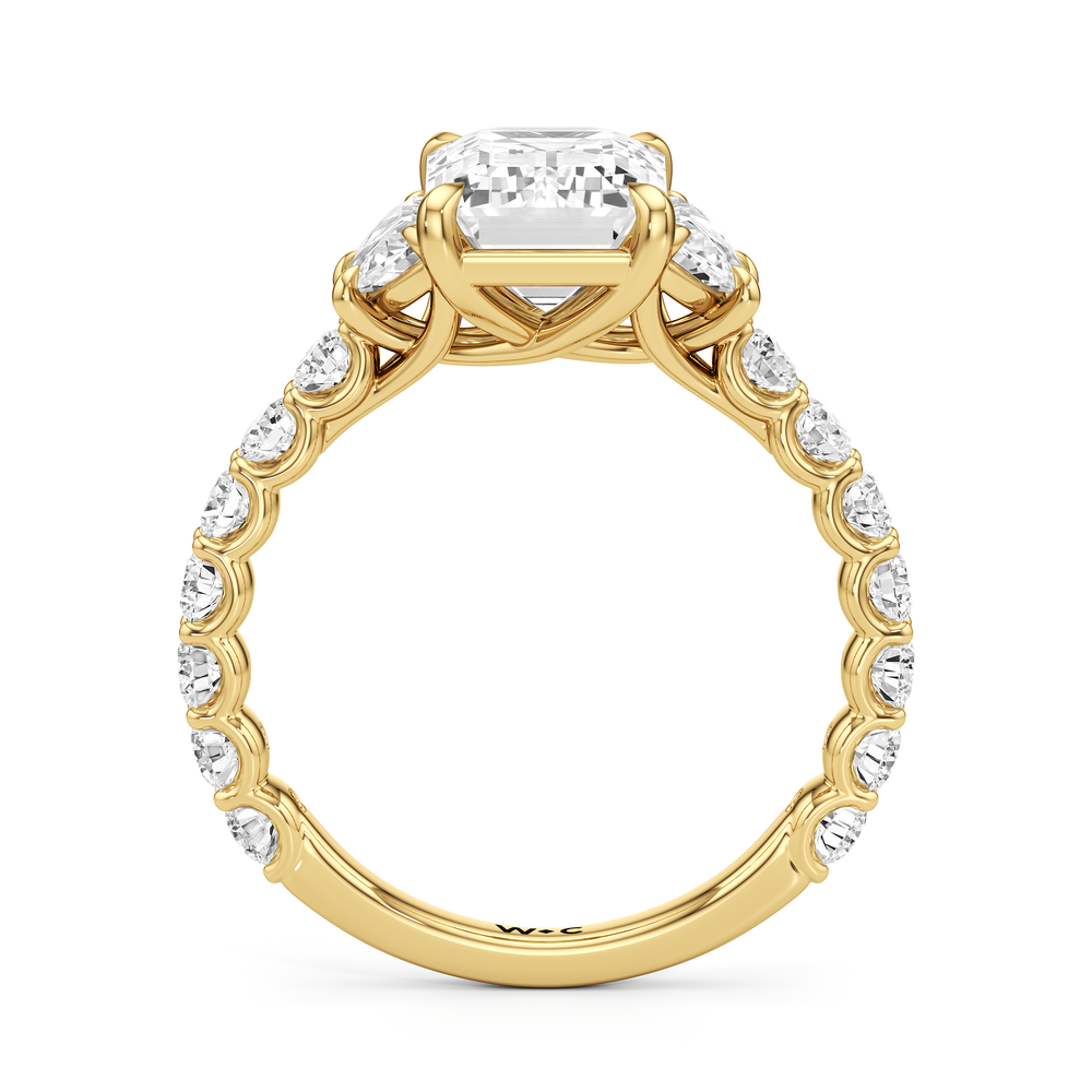 Emerald Cut The Arc Three Stone Half Moon Ring with Lab Grown Diamond in 14KT Yellow Gold view 4
