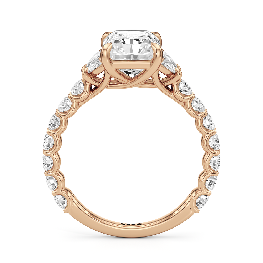 Radiant Cut The Arc Three Stone Half Moon Ring with Lab Grown Diamond in 14KT Rose Gold view 4
