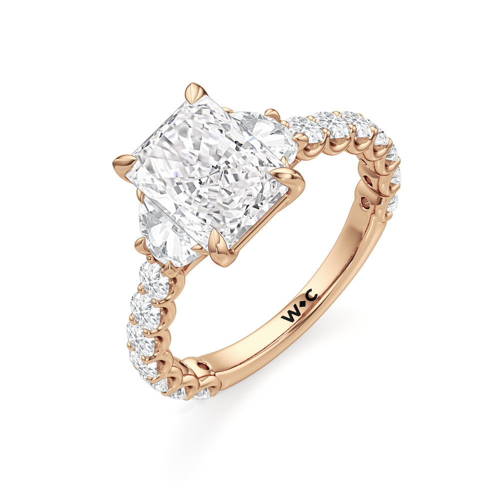 Radiant Cut The Arc Three Stone Half Moon Ring with Lab Grown Diamond in 14KT Rose Gold view 5

